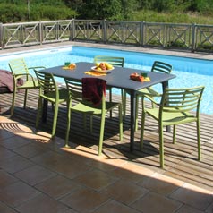 Mesa retangular 4-6 lugares cinzenta verde